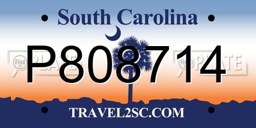 P808714 South Carolina License Plate
