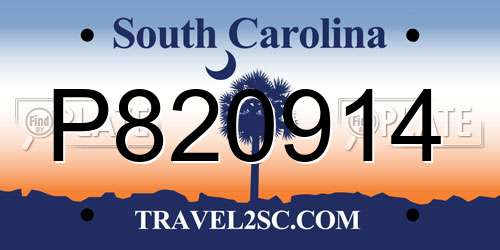 P820914 South Carolina License Plate