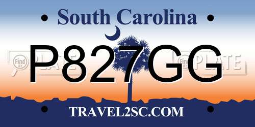 P827GG South Carolina License Plate