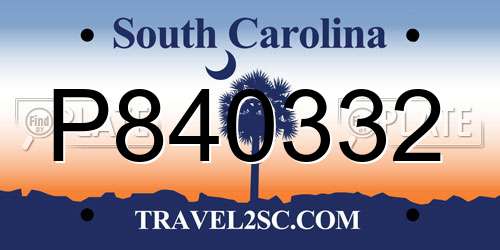 P840332 South Carolina License Plate
