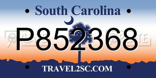 P852368 South Carolina License Plate
