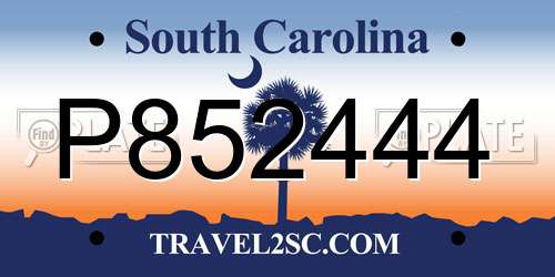 P852444 South Carolina License Plate