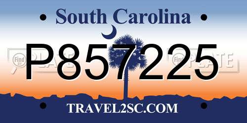 P857225 South Carolina License Plate