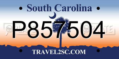 P857504 South Carolina License Plate