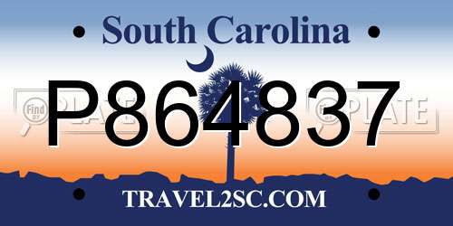 P864837 South Carolina License Plate