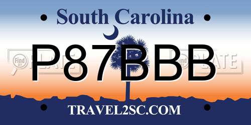 P87BBB South Carolina License Plate