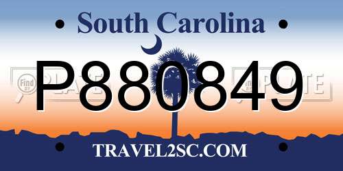 P880849 South Carolina License Plate
