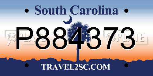 P884373 South Carolina License Plate