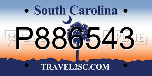 P886543 South Carolina License Plate