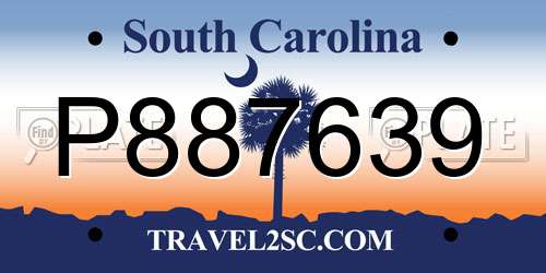 P887639 South Carolina License Plate