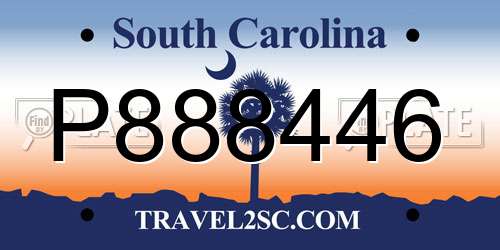 P888446 South Carolina License Plate