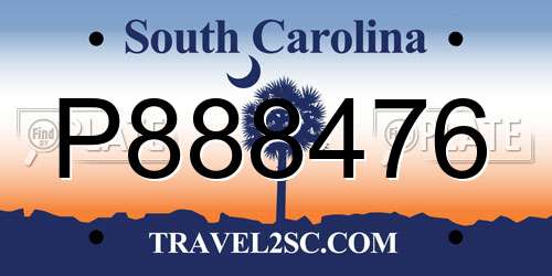 P888476 South Carolina License Plate