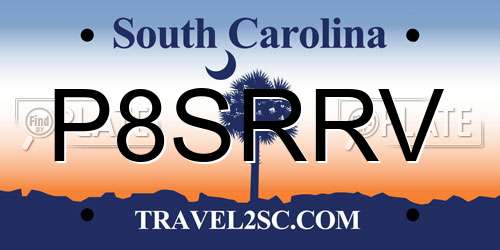 P8SRRV South Carolina License Plate