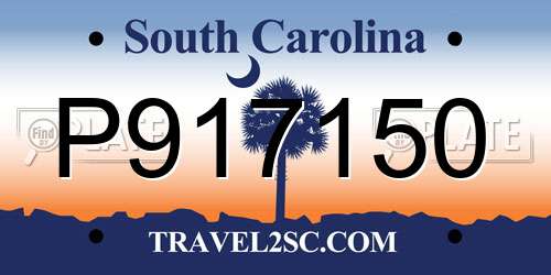 P917150 South Carolina License Plate