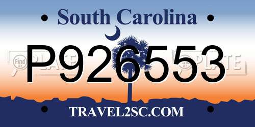P926553 South Carolina License Plate