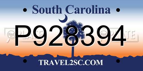 P928394 South Carolina License Plate