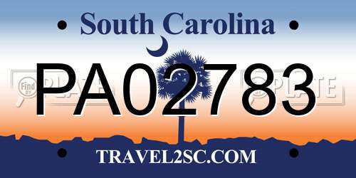 PA02783 South Carolina License Plate