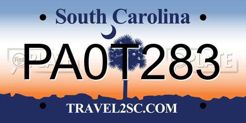 PA0T283 South Carolina License Plate