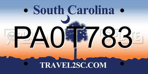 PA0T783 South Carolina License Plate