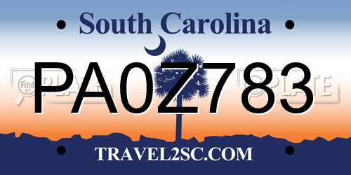 PA0Z783 South Carolina License Plate