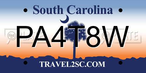 PA4T8W South Carolina License Plate
