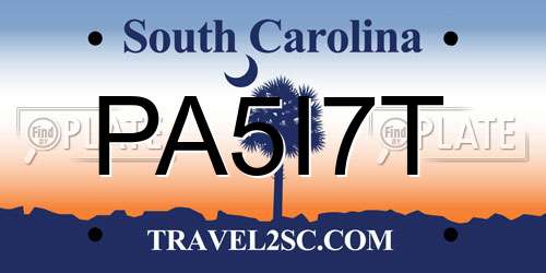 PA5I7T South Carolina License Plate