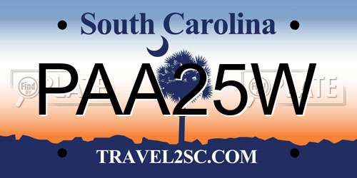 PAA25W South Carolina License Plate