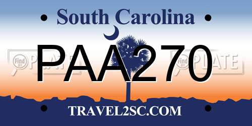 PAA270 South Carolina License Plate