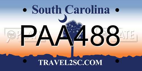 PAA488 South Carolina License Plate