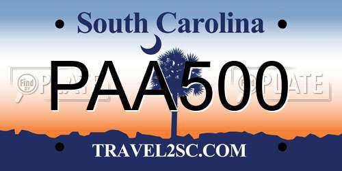 PAA500 South Carolina License Plate