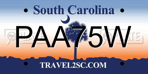 PAA75W South Carolina License Plate