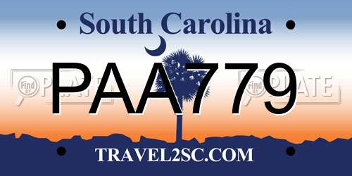 PAA779 South Carolina License Plate