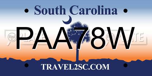 PAA78W South Carolina License Plate