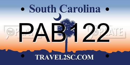 PAB122 South Carolina License Plate