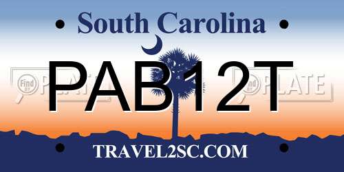 PAB12T South Carolina License Plate