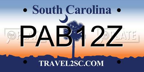 PAB12Z South Carolina License Plate