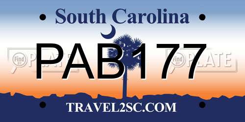 PAB177 South Carolina License Plate