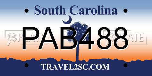 PAB488 South Carolina License Plate