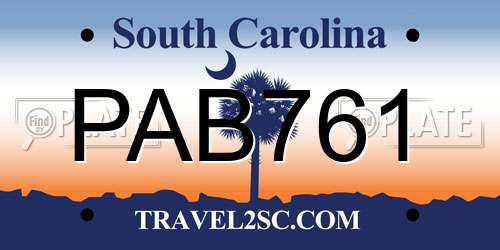PAB761 South Carolina License Plate
