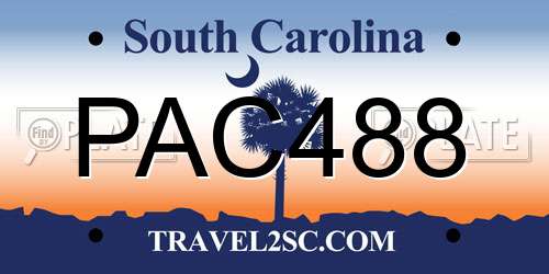PAC488 South Carolina License Plate