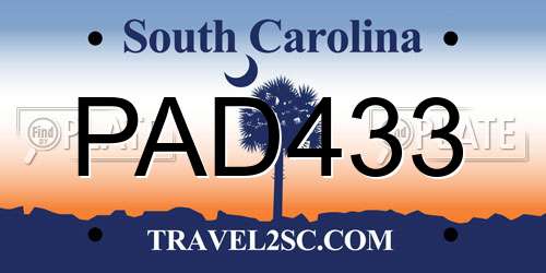 PAD433 South Carolina License Plate