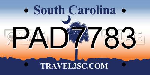 PAD7783 South Carolina License Plate