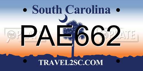 PAE662 South Carolina License Plate