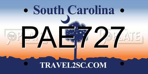 PAE727 South Carolina License Plate
