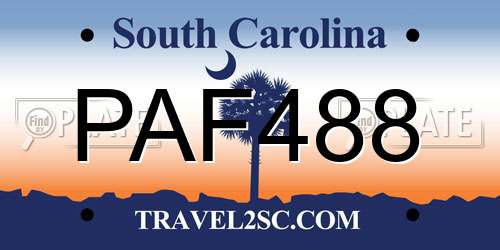 PAF488 South Carolina License Plate