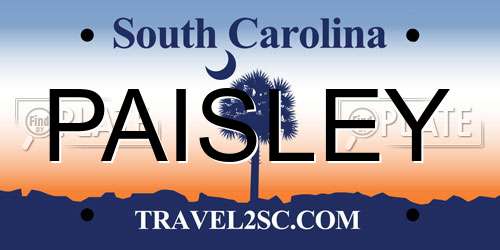 PAISLEY South Carolina License Plate