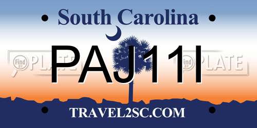 PAJ11I South Carolina License Plate
