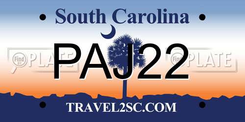 PAJ22 South Carolina License Plate