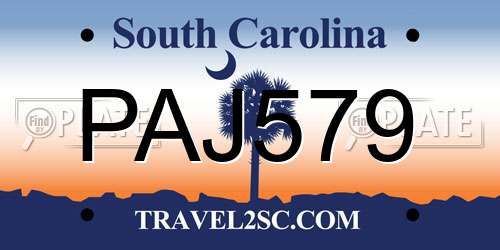 PAJ579 South Carolina License Plate