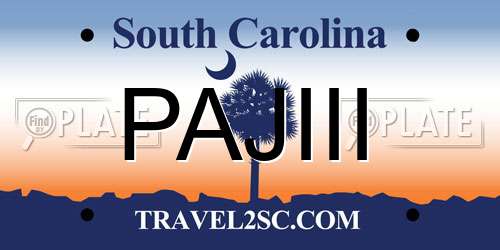 PAJIII South Carolina License Plate